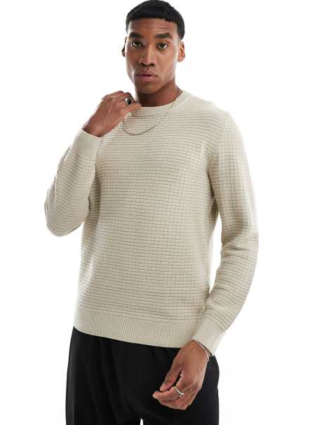 ONLY & SONS – Pullover in Beige mit Waffelstruktur und Rundhalsausschnitt - view 1