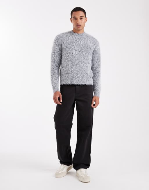 ONLY & SONS – Puszysty dzianinowy sweter z okrągłym dekoltem w szarym kolorze, 2 z 5