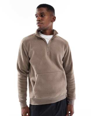 Only & Sons Quarter Zip Fleece In Gray