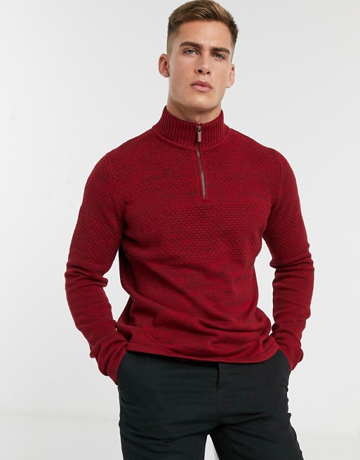 Only & Sons quarter zip knitted jumper