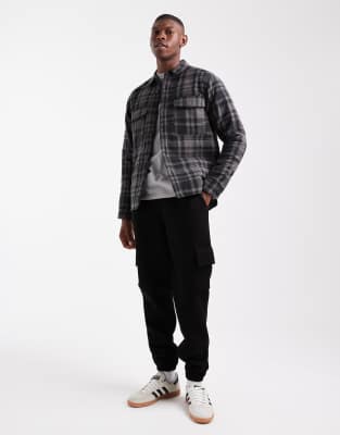 Only & Sons Quilted Check Jacket In Gray