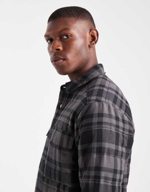 ONLY & SONS quilted check jacket in black and gray check, 4 of 5
