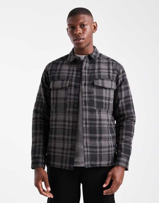ONLY & SONS quilted check jacket in black and grey check, 2 of 5