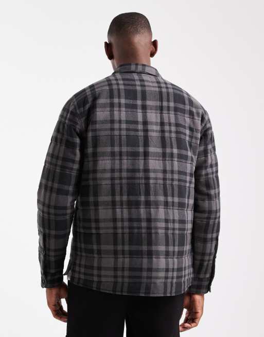 ONLY & SONS quilted check jacket in black and grey check, 3 of 5