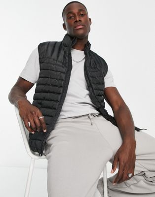 Only & Sons quilted gilet in black  - ASOS Price Checker