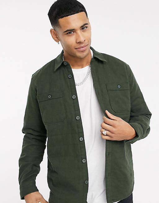 Shirts Only & Sons quilted overshirt in khaki 