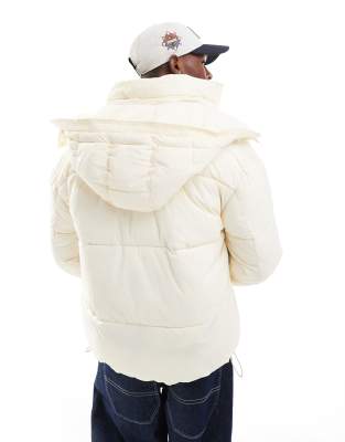 Only & Sons Quilted Puffer Jacket With Wide Hood In White