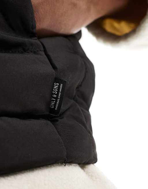 Only & Sons quilted vest in black