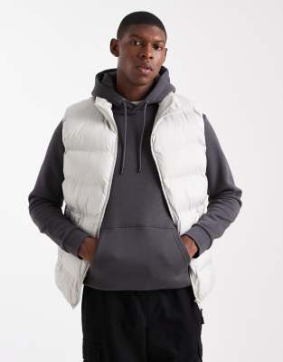 Only & Sons Quilted Vest In Gray