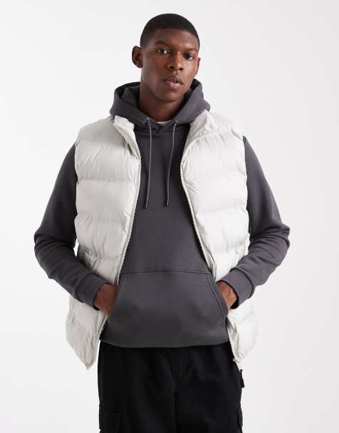 ONLY & SONS quilted vest in light gray - view 1