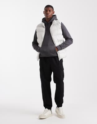Only & Sons Quilted Vest In Gray