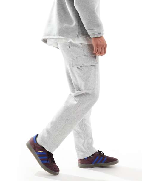 ONLY & SONS - Rechte cargo-joggingbroek in gemêleerd lichtgrijs - view 1