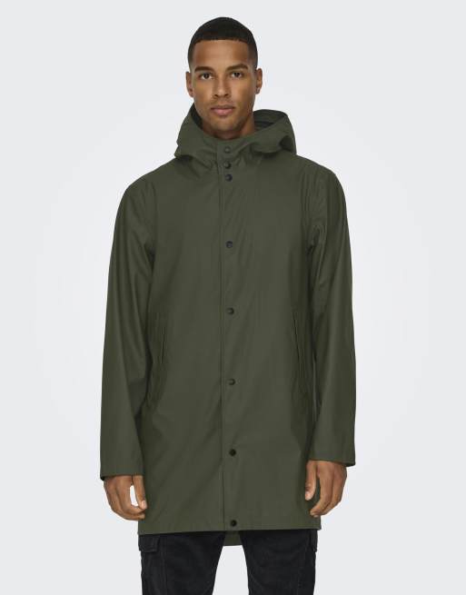 Only & Sons – Regenjacke in Torf