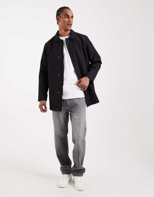 ONLY & SONS - Regenjas met kraagdetail in zwart, 2 van 5