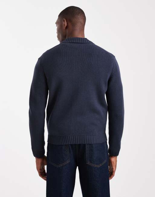 ONLY & SONS regular cardigan in navy, 4 of 5