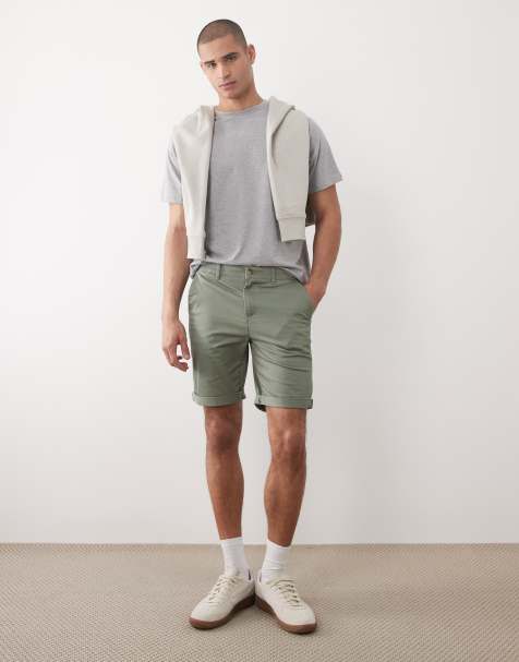 ONLY & SONS regular fit chino shorts in sage green - view 1
