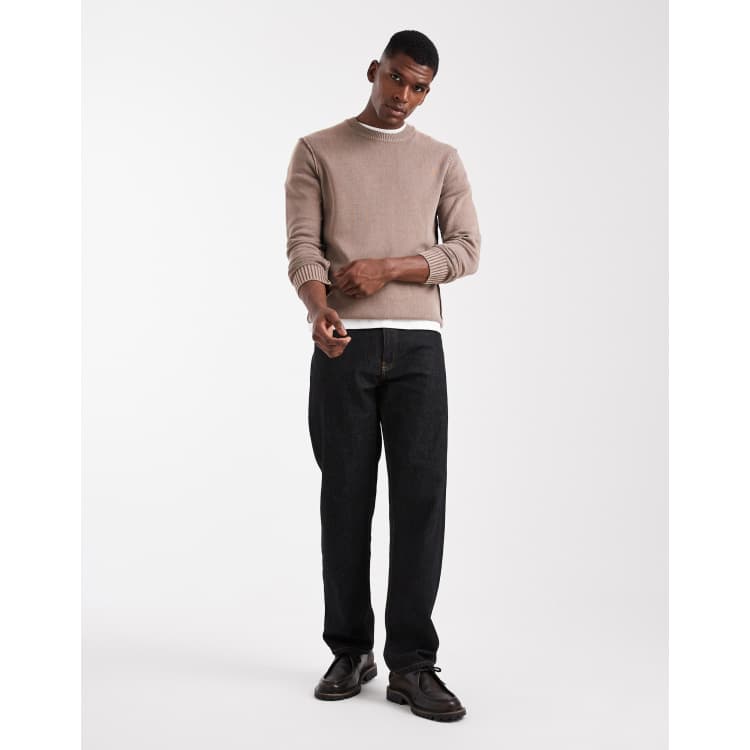 ONLY SONS regular fit crew neck knit jumper with exposed seam in