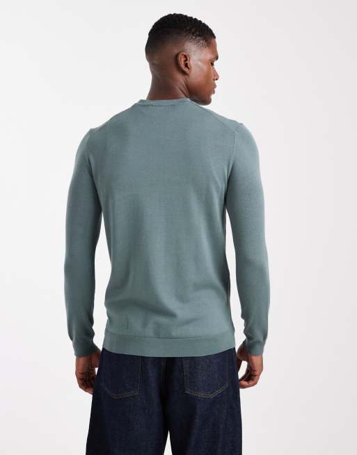 ONLY & SONS regular fit crew neck knitted jumper in teal, 3 of 5