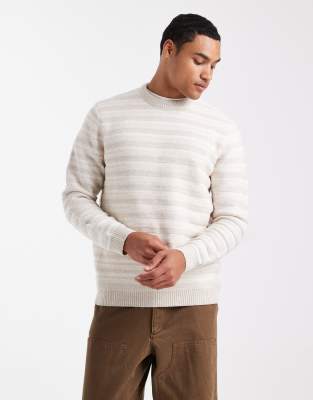 Only & Sons Regular Fit Crew Neck Open Knit Sweater In Multi
