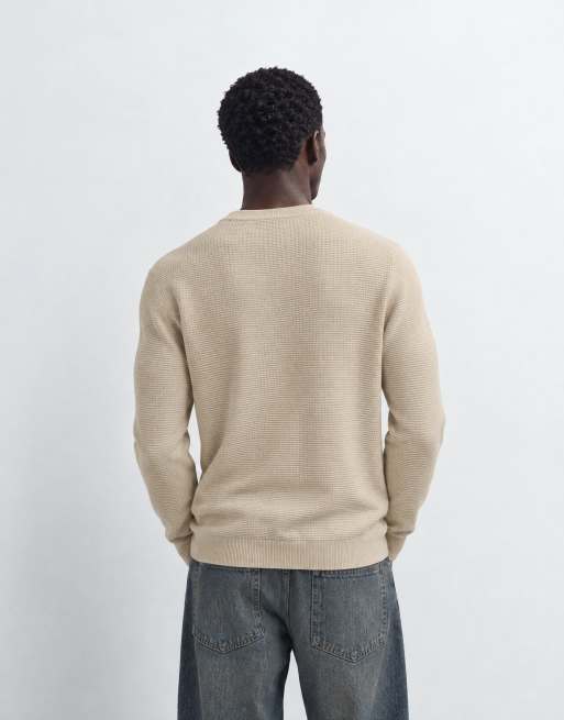ONLY & SONS regular fit crew neck texture knit in stone, 7 of 10