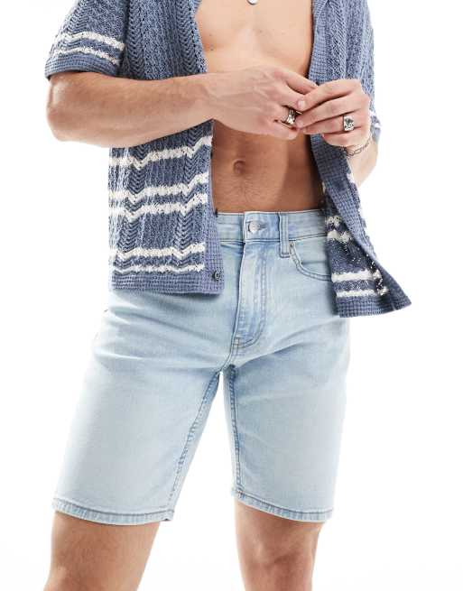 ONLY & SONS regular fit denim short in light blue wash
