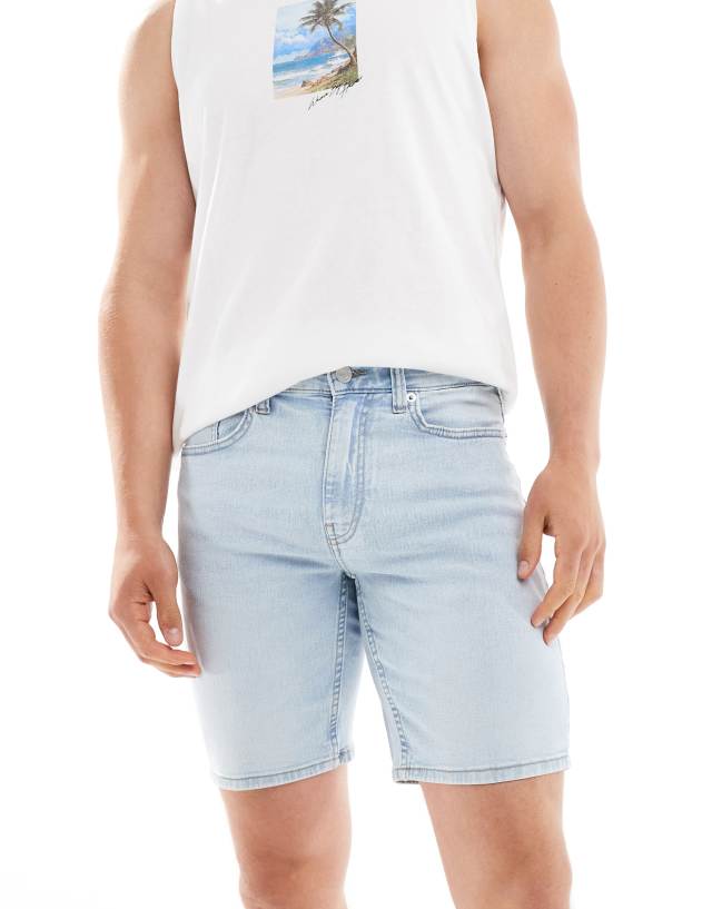 ONLY & SONS - regular fit denim short in light blue wash