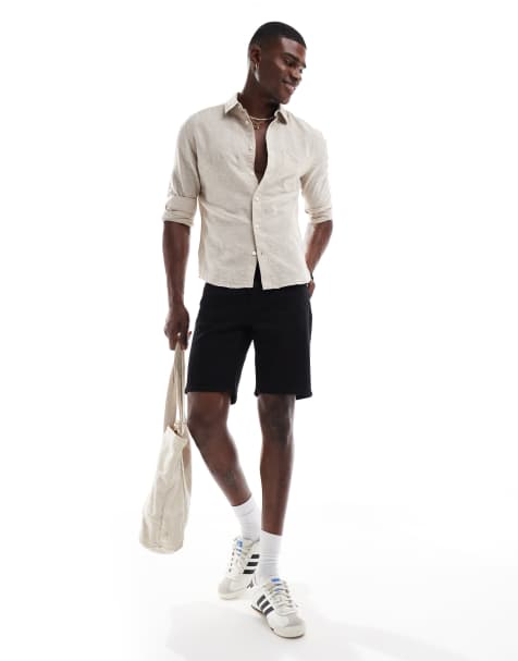 ONLY & SONS regular fit denim shorts in black - view 1