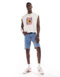 [ONLY & SONS] ONLY & SONS regular fit denim shorts in light blue XXS Light Blue Denim