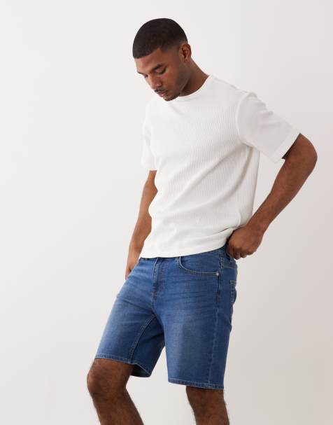 ONLY & SONS regular fit denim shorts in mid blue - view 1