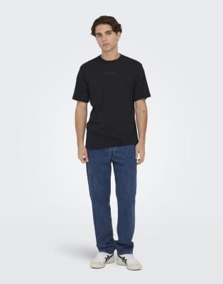ONLY & SONS Regular fit jeans in medium blue denim