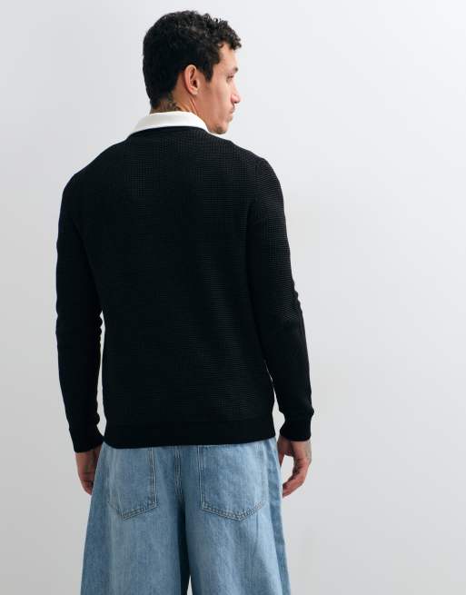 ONLY & SONS regular fit strik med rund hals i sort, 5 af 5