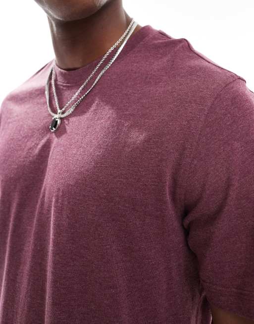 ONLY & SONS regular fit t-shirt in burgundy, 3 of 4