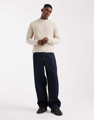Only & Sons Regular Fit Textured Knit Sweater In White