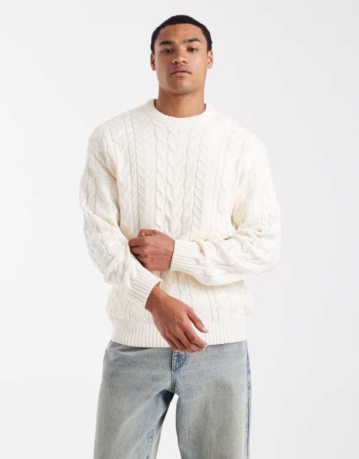 ONLY & SONS relaxed cable knit in cream