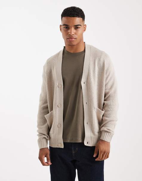 ONLY & SONS relaxed cardigan in stone - view 1