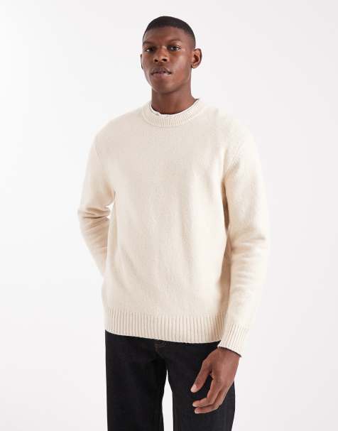 ONLY & SONS relaxed crew neck knit in cream - view 1
