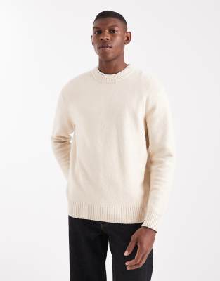 Only & Sons Relaxed Crew Neck Knit Sweater In Neutral