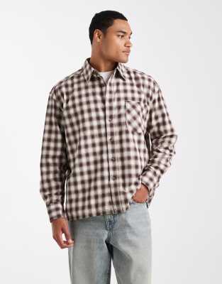 Only & Sons Relaxed Crop Long Sleeve Shirt In Brown