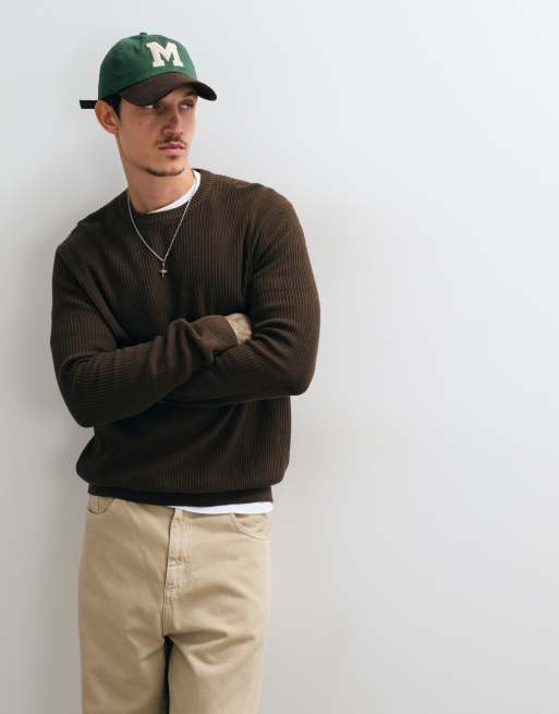 ONLY & SONS relaxed fit crew neck knit jumper in dark green, 5 of 5