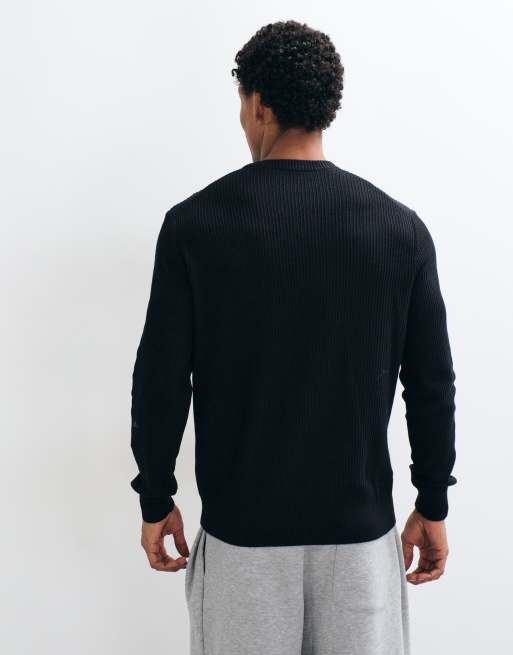ONLY & SONS relaxed fit crew neck knit sweater in black, 2 of 5