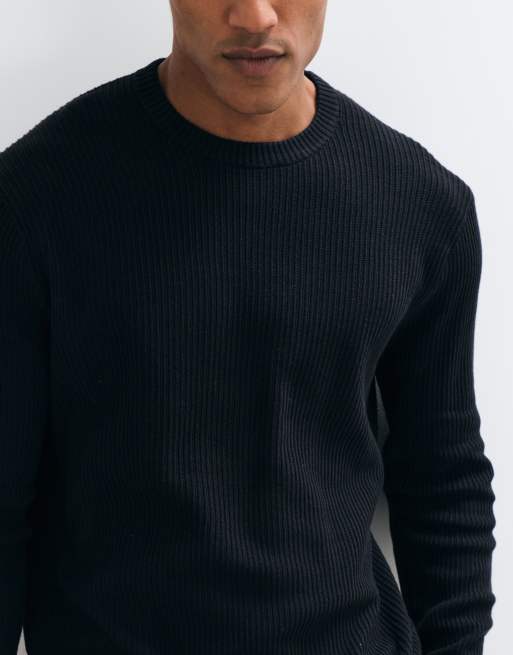 ONLY & SONS relaxed fit crew neck knit sweater in black, 3 of 5