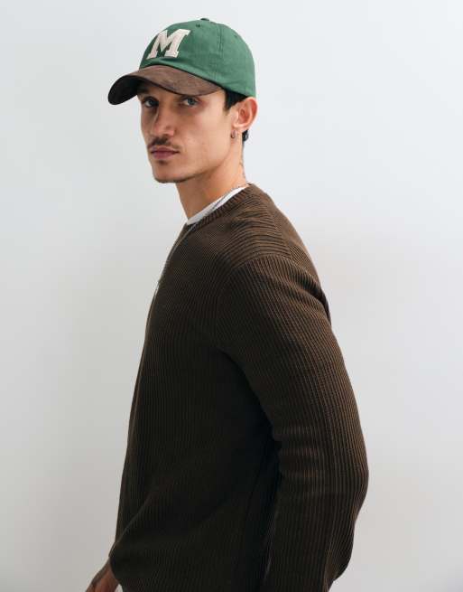 ONLY & SONS relaxed fit crew neck knit sweater in brown, 5 of 5
