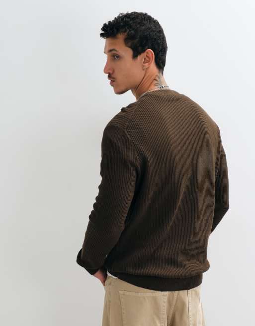 ONLY & SONS relaxed fit crew neck knit sweater in dark green, 4 of 5