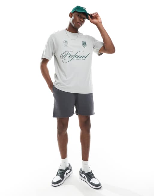 ONLY & SONS relaxed fit football t-shirt with profound print in grey, 4 of 4