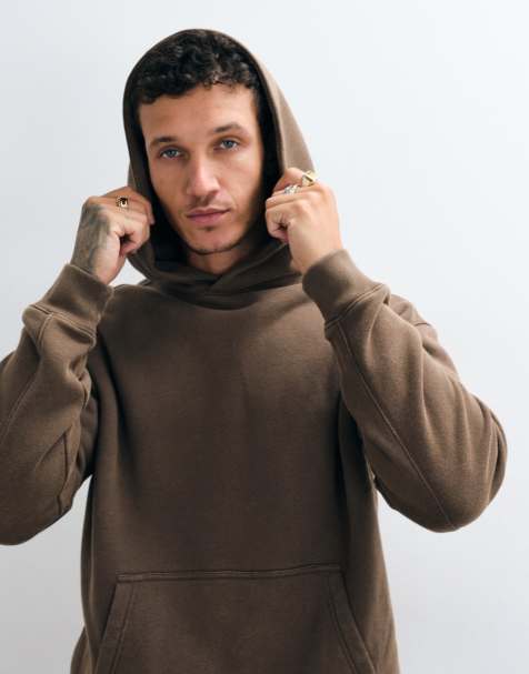 ONLY & SONS relaxed fit hoodie co-ord in washed brown - view 1