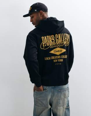 Only & Sons Relaxed Fit Hoodie With Gallery Back Print In Black