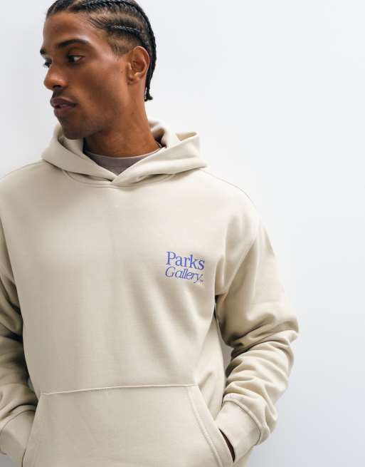 ONLY & SONS relaxed fit hoodie with gallery back print in cream, 4 of 5