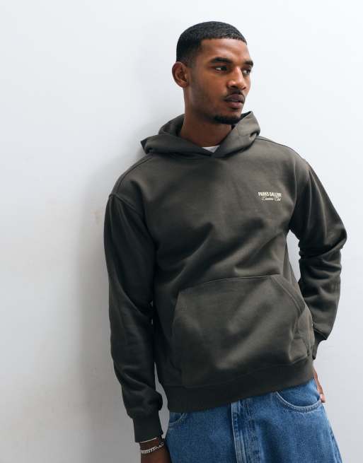 ONLY & SONS relaxed fit hoodie with gallery back print in green grey, 5 of 5