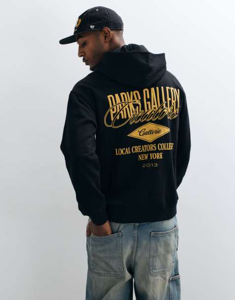 ONLY & SONS relaxed fit hoodie with park gallery back print in black - view 1