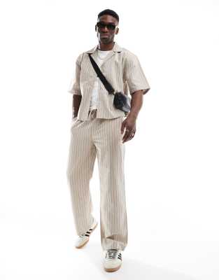 Only & Sons Relaxed Fit Linen Shirt In Neutral